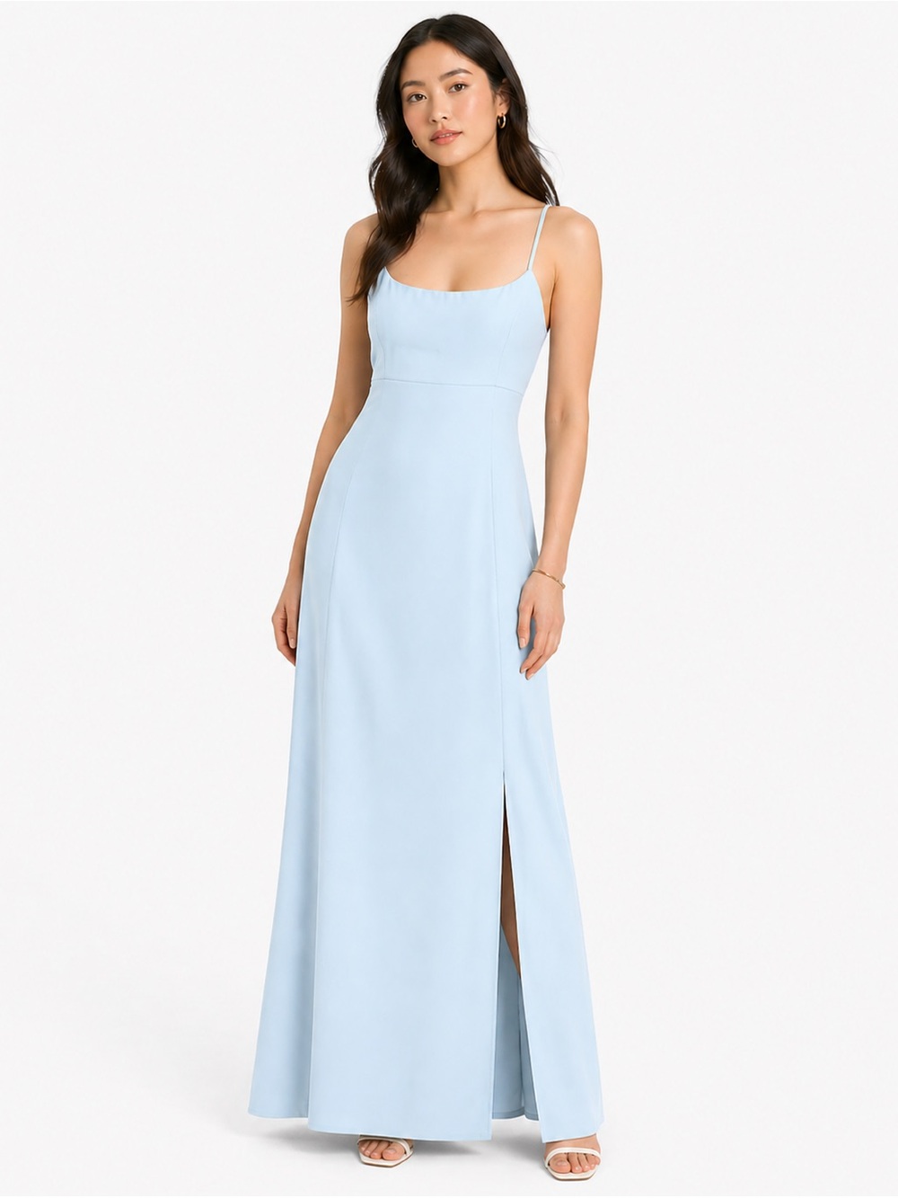Custom Made Vintage 1990's Light Blue Spaghetti Strap Evening Dress
